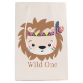Sac Cadeau Moyen mignon lion sauvage un lion ajouter texte Medium S (Devant)