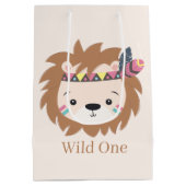 Sac Cadeau Moyen mignon lion sauvage un lion ajouter texte Medium S (Dos)