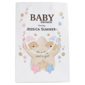 Sac Cadeau Moyen Mignonne dormant Teddy Bear Twins Baby shower Moye (Devant)