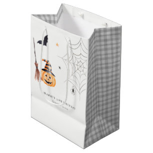 Sac Cadeau Moyen Mignonne Halloween Citrouille Spiderweb N'importe 