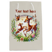 Sac Cadeau Moyen Mignonne maman bébé cerf personnalisable (Devant)