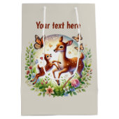 Sac Cadeau Moyen Mignonne maman bébé cerf personnalisable (Dos)