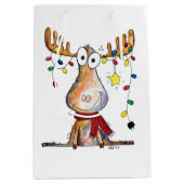 Sac Cadeau Moyen Mignonne orignal de Noël (Devant)