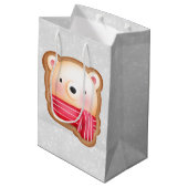 Sac Cadeau Moyen Mignonne Ours Face Rouge Écharpe et Joues Rosy (Dos Angle)