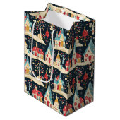 Sac Cadeau Moyen Mignonne Whimsical Fun & Festive Christmas Village (Devant Angle)
