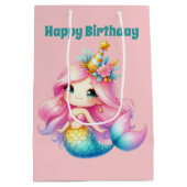 Sac Cadeau Moyen Mignonnes filles Joyeuse sirène d'anniversaire ajo (Dos)