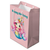 Sac Cadeau Moyen Mignonnes filles Joyeuse sirène d'anniversaire ajo (Dos Angle)
