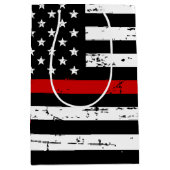 Sac Cadeau Moyen Mince Red Line Flag Pompier (Devant)