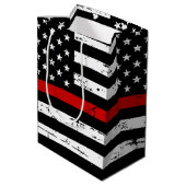 Sac Cadeau Moyen Mince Red Line Flag Pompier (Dos Angle)