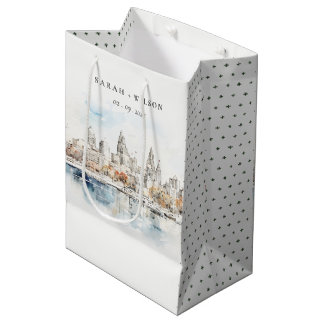 Sac Cadeau Moyen Minimal Kansas City Missouri Watercolor Mariage
