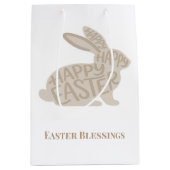 Sac Cadeau Moyen Minimalist Beige Typography Easter Rabbit (Devant)
