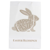 Sac Cadeau Moyen Minimalist Beige Typography Easter Rabbit (Dos)
