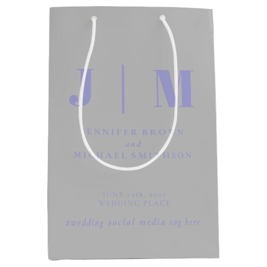 Sac Cadeau Moyen Minimalist Lavender Silver Simple Gift Wedding (Devant)