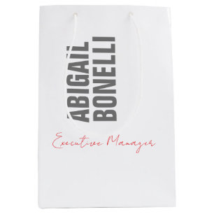Sac Cadeau Moyen Minimaliste professionnel moderne gras gris blanc