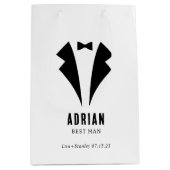Sac Cadeau Moyen Minimalistic Wedding Best Man Name White (Devant)