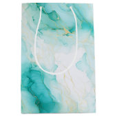 Sac Cadeau Moyen Mint Aqua Glam Elegant Marbre Or (Devant)