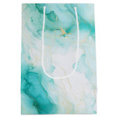 Sac Cadeau Moyen Mint Aqua Glam Elegant Marbre Or (Dos)