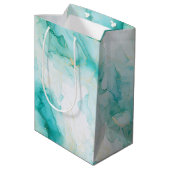Sac Cadeau Moyen Mint Aqua Glam Elegant Marbre Or (Dos Angle)