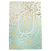 Sac Cadeau Moyen Mint Aquarelle Ombre Glam Or Leopard (Dos)