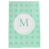 Sac Cadeau Moyen Mint Green Monogrammé Élégant Modèle moderne (Dos)