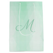 Sac Cadeau Moyen Mint Green Monogramme Moderne Modèle Élégant (Dos)