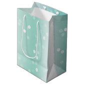 Sac Cadeau Moyen Mint White Bokeh Dots Bow Cupcake Christmas (Devant Angle)