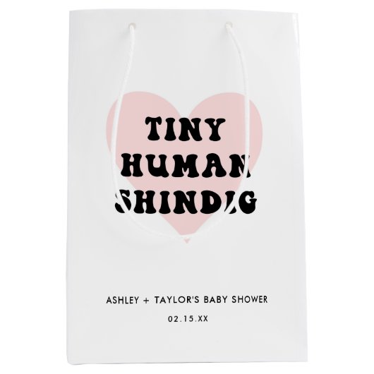 Sac Cadeau Moyen Minuscule Baby shower moderne Humain Shindig (Devant)