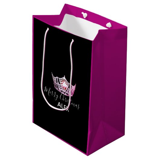 Sac Cadeau Moyen Miss America Pink Crown Fuchsia Sac-cadeau Noël (Devant Angle)
