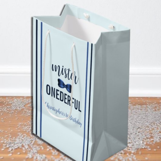 Sac Cadeau Moyen Mister Onederful Bow Cravate 1er anniversaire