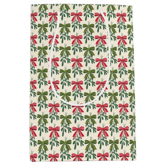 Sac Cadeau Moyen Mistletoe de Noël avec des vaches (Devant)