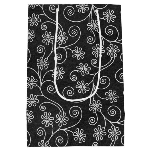 Sac Cadeau Moyen Mme Bridal En Design Floral Contemporain (Dos)