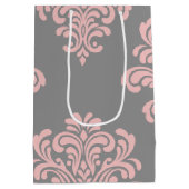 Sac Cadeau Moyen Modèle Damas rose et gris (Dos)