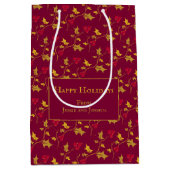 Sac Cadeau Moyen Modèle de feuillage à baies rouges et houx personn (Devant)