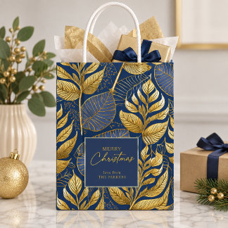 Sac Cadeau Moyen Modèle de Noël Blue Gold #29 ID1009