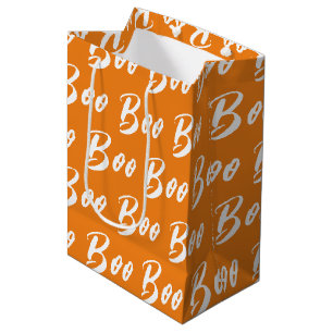 Sac Cadeau Moyen Modèle de texte boo orange blanc Halloween