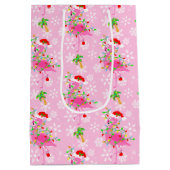 Sac Cadeau Moyen Modèle Flamingo rose de Noël (Dos)