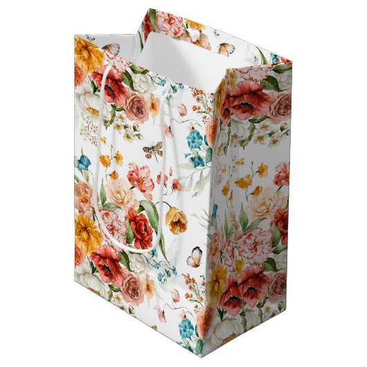 Sac Cadeau Moyen Modèle floral du jardin (Devant Angle)