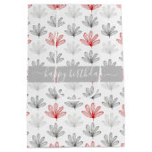 Sac Cadeau Moyen Modèle floral moderne rouge et gris Anniversaire (Dos)