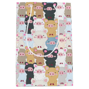 Sac Cadeau Moyen Modèle mignon des cochons
