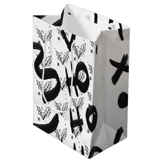 Sac Cadeau Moyen Modern Black and white doodle style art (Devant Angle)
