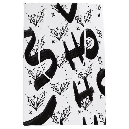 Sac Cadeau Moyen Modern Black and white doodle style art (Devant)
