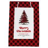 Sac Cadeau Moyen Modern buffalo gift bag custom name Christmas tree (Dos)