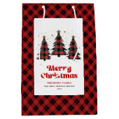 Sac Cadeau Moyen Modern buffalo plaid Christmas tree gift bag name (Devant)