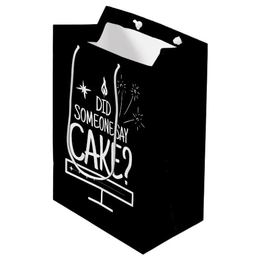 Sac Cadeau Moyen Modern Cake Quote Minimal Typography Black (Devant Angle)