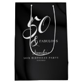 Sac Cadeau Moyen Modern Elegant Black White Fifty Fabulous Birthday (Dos)