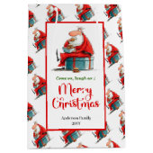 Sac Cadeau Moyen Modern funny santa gift bag red green festive edit (Devant)