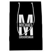 Sac Cadeau Moyen Modern Personalized Groomsmen Monogram and Name (Devant)
