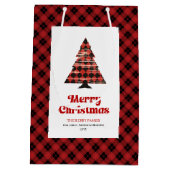 Sac Cadeau Moyen Modern red black plaid Christmas bag editable text (Dos)