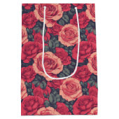 Sac Cadeau Moyen Modern Rose Themed Her Birthday (Dos)