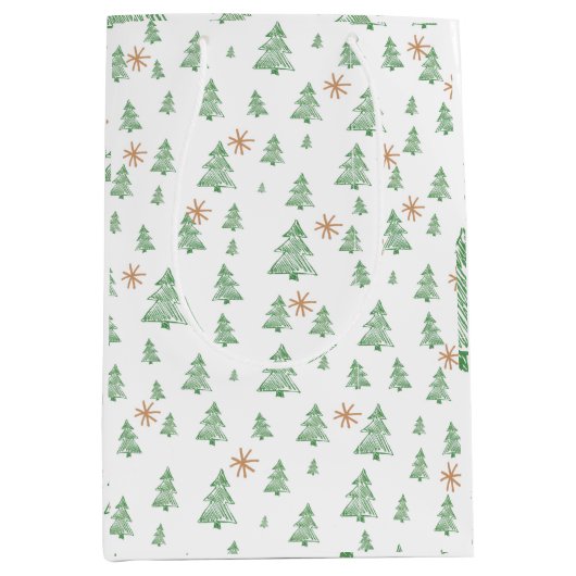 Sac Cadeau Moyen Modern Winter Pine Tree Star (Devant)